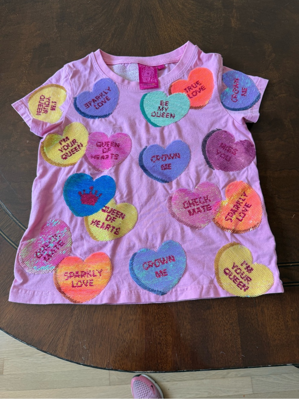 Queen Of Sparkles Sequin Candy Heart Tee XS